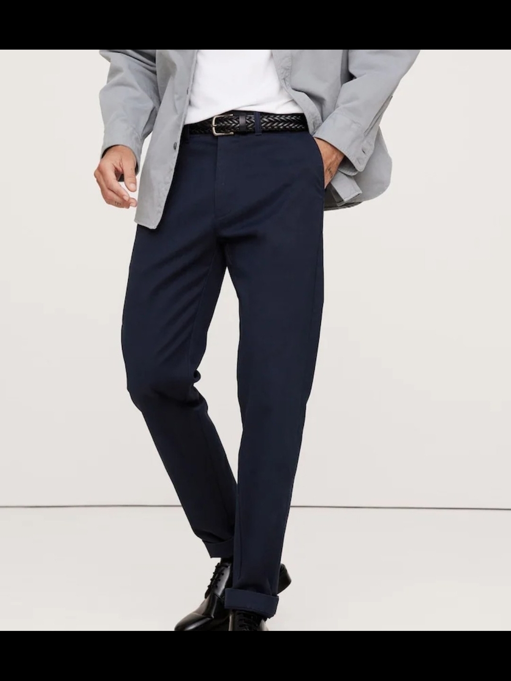 Banana Republic Men's Dark Navy Non-Iron Dress Trousers | Tailored Slim Fit | 32